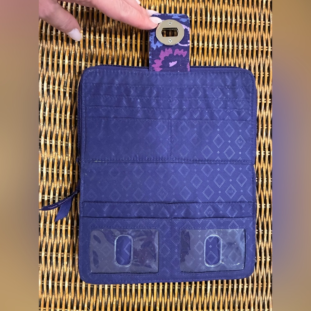 Vera Bradley Turnlock Wallet in the Paisley Amethyst pattern - Picture 3 of 5